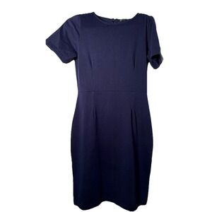 j crew dress 10T Navy Sheath SS Round Neck Classic Preppy Normcore Casual Work